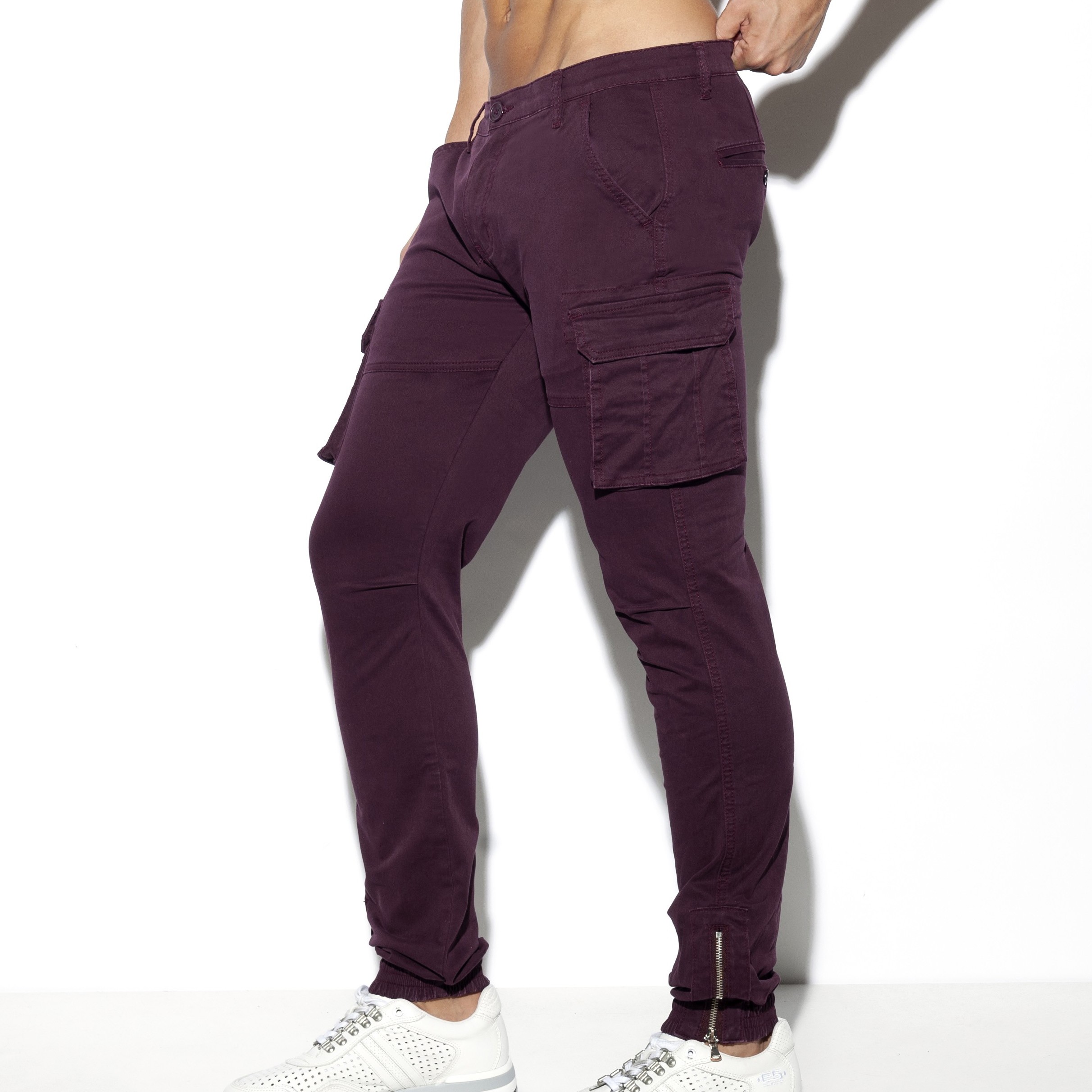 American Stitch Burgundy Nylon Cargo Pants