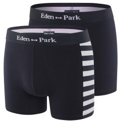  Lot de 2 boxers rayés bleu et uni - EDEN PARK E658G19-F59 