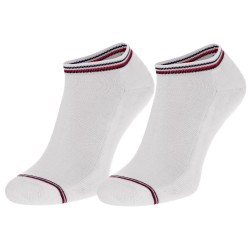  Paquete de 2 pares de calcetines tobilleros - blanco con estampado de rayas tricolores - TOMMY HILFIGER 100001093-300 