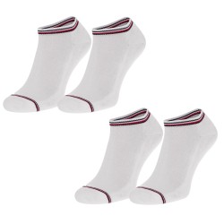 Confezione da 2 paia di calzini alla caviglia - bianchi con stampa a righe tricolori