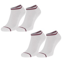  Paquete de 2 pares de calcetines tobilleros - blanco con estampado de rayas tricolores - TOMMY HILFIGER 100001093-300 