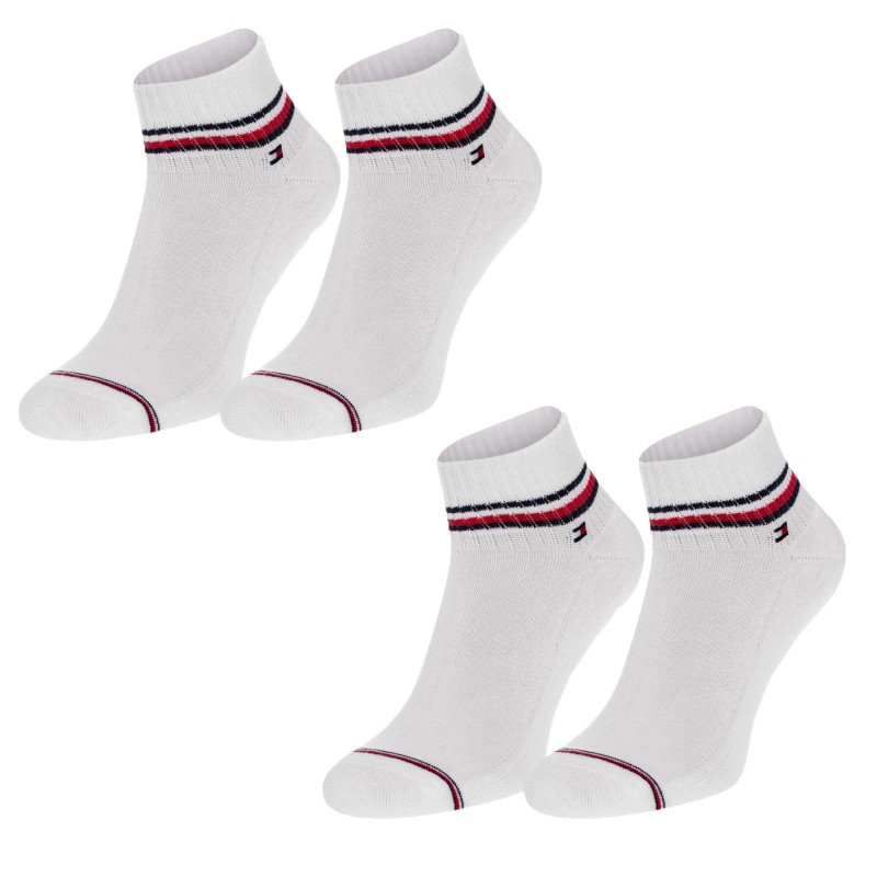  Paquete de 2 pares de calcetines - blanco con estampado de rayas tricolor - TOMMY HILFIGER 100001094-300 
