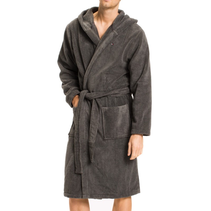  Pure Cotton Hooded Bathrobe - grey - TOMMY HILFIGER 2S87905573-884 
