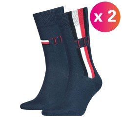  Pack de 2 pares de calcetines tobilleros con rayas - TOMMY HILFIGER 100001492-002 