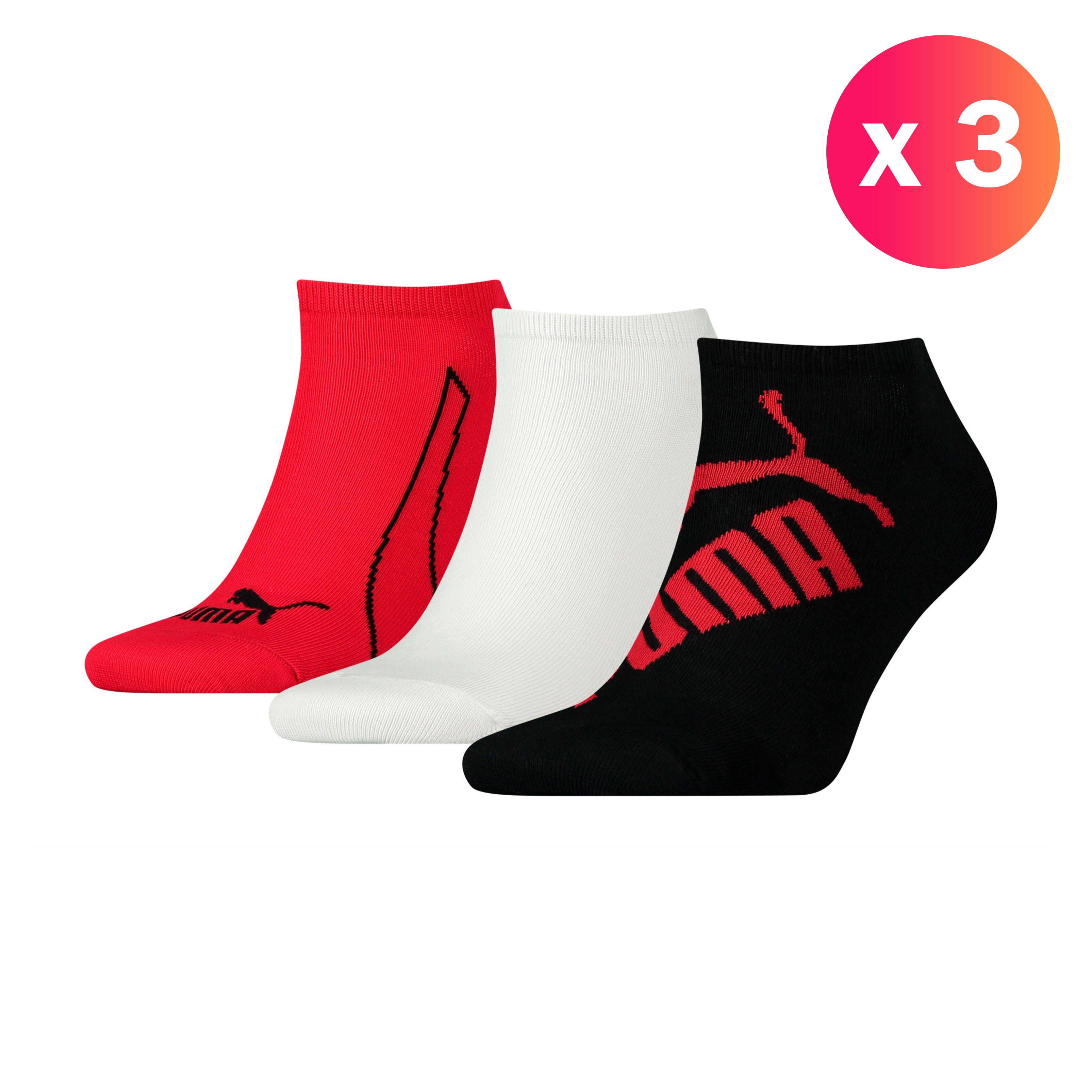 Lot of 3 pairs of PUMA Graphic - black white and red socks - Puma :...