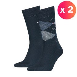  Pack de 2 pares de calcetines con diseño liso y de cuadros - TOMMY HILFIGER 100001495-356 