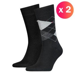  Pack de 2 pares de calcetines con diseño liso y de cuadros - TOMMY HILFIGER 100001495-200 