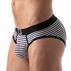  Slip Bottomless Stripes Push-Up Noir - TOF PARIS TOF103N 