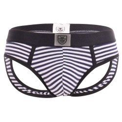  Slip Bottomless Stripes Push-Up Noir - TOF PARIS TOF103N 