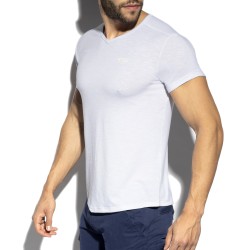  T-shirt col V FLAME - blanc - ES COLLECTION TS283-C01 