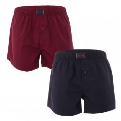 2-Pack Woven Organic Cotton Boxer Shorts - Burgundy and navy
