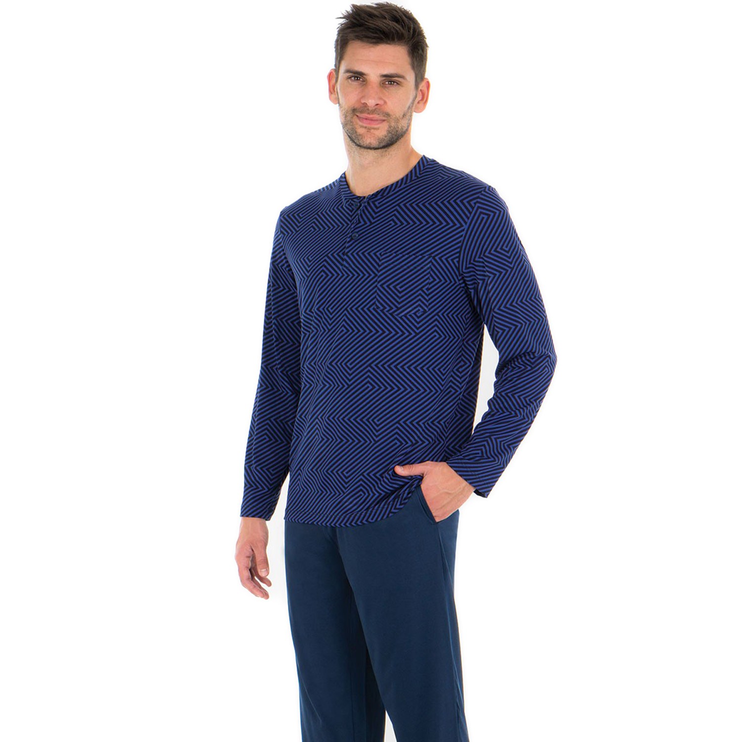 Pyjama long homme col T Tailoring Eminence - Eminence : vente pyjam