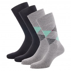  Lot de 2 paires de chaussettes écossais - gris & noir - TOMMY HILFIGER 100001495-021 