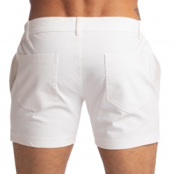  Tennis Shorts - White - L'HOMME INVISIBLE HW158-TNS-002 