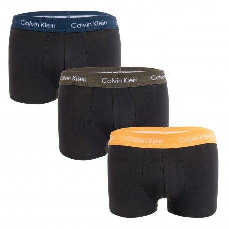  Set di 3 boxer a vita bassa Cotone Stretch - cintura blu, arancione e kaki - CALVIN KLEIN U2664G-1TU 