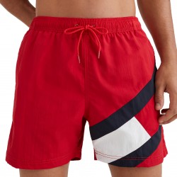  Flag Drawstring Mid Length Slim Fit Swim Shorts - red - TOMMY HILFIGER UM0UM02048-XLG 