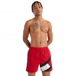  Flag Drawstring Mid Length Slim Fit Swim Shorts - red - TOMMY HILFIGER UM0UM02048-XLG 