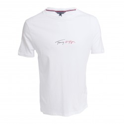 Tommy round neck T-shirt with signature logo - white