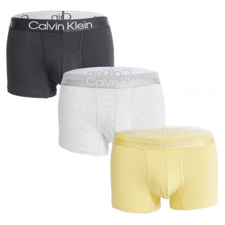  Set of 3 Boxers Modern Structure - grey, black and yellow - CALVIN KLEIN *NB2970A-1RN 