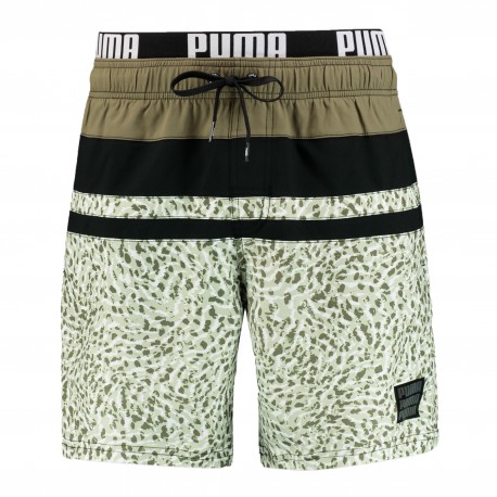  PUMA Swim Heritage Stripe Mid-Length Swim Shorts - Moss green - PUMA 701211024-004 