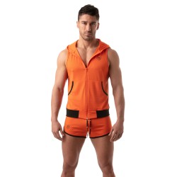  Mesh Sleeveless Hoodie - orange - TOF PARIS TOF202O 