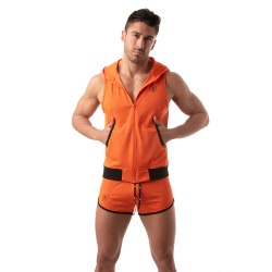  Mesh Sleeveless Hoodie - orange - TOF PARIS TOF202O 