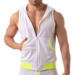  Mesh Sleeveless Hoodie - white - TOF PARIS TOF202B 