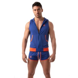  Mesh Sleeveless Hoodie - royal blue - TOF PARIS TOF202BUR 