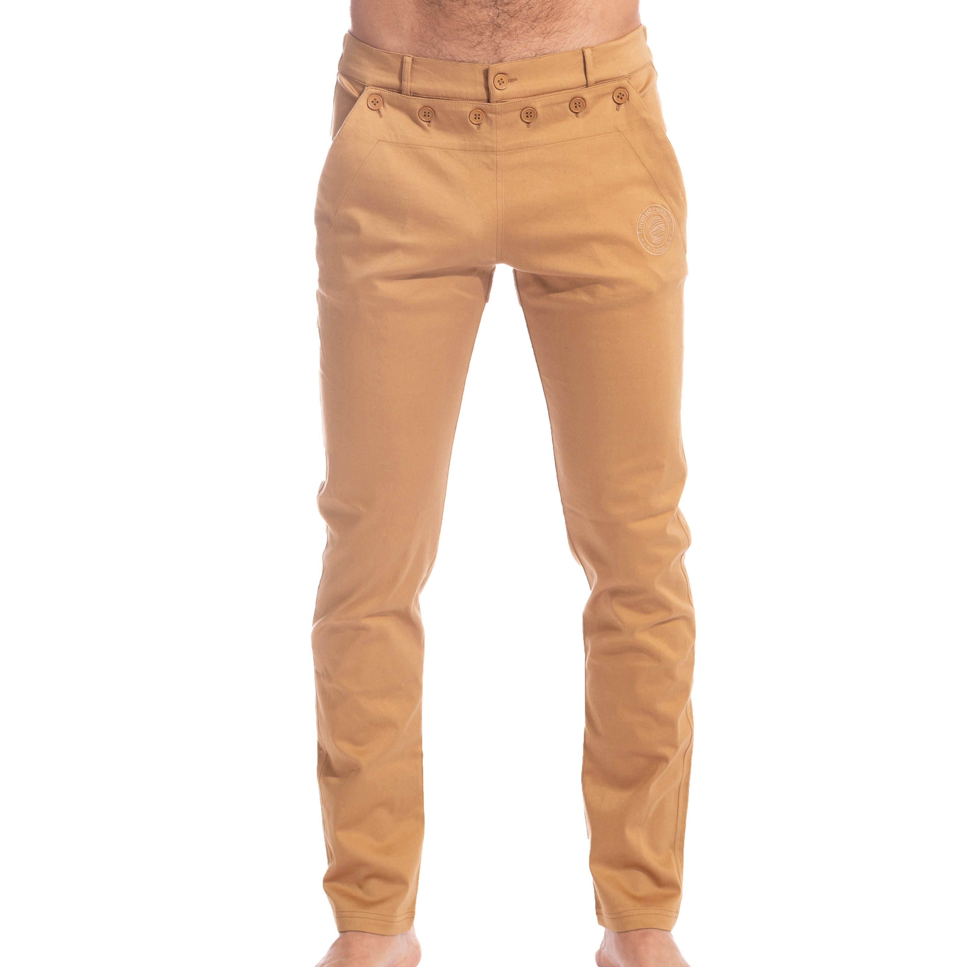 Pantalon chino slim beige confortable homme fashion