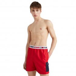  Logo Waistband Mid Length Swim Shorts Tommy Jeans - red - TOMMY HILFIGER UM0UM02490-XLG 