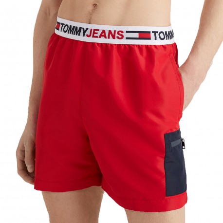  Bañador de medio largo con inscripción de Tommy Jeans - rojo - TOMMY HILFIGER UM0UM02490-XLG 