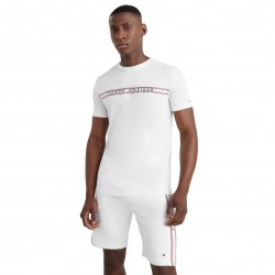  T-shirt à logo et bande emblématique Tommy - blanc - TOMMY HILFIGER UM0UM02422-YBR 