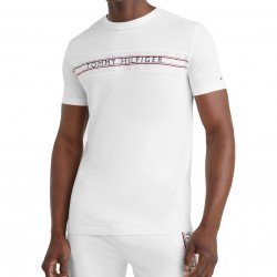  T-shirt à logo et bande emblématique Tommy - blanc - TOMMY HILFIGER UM0UM02422-YBR 