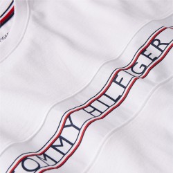  T-shirt à logo et bande emblématique Tommy - blanc - TOMMY HILFIGER UM0UM02422-YBR 