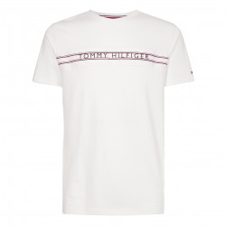  T-shirt à logo et bande emblématique Tommy - blanc - TOMMY HILFIGER UM0UM02422-YBR 