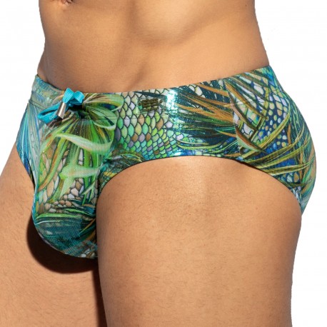  Slip de bain tropical glitter - kaki - ES COLLECTION 2223-C12 