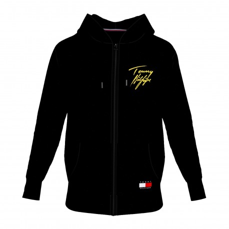  Felpa Tommy 85 con cappuccio e logo - nero - TOMMY HILFIGER *UM0UM02244-BDS 