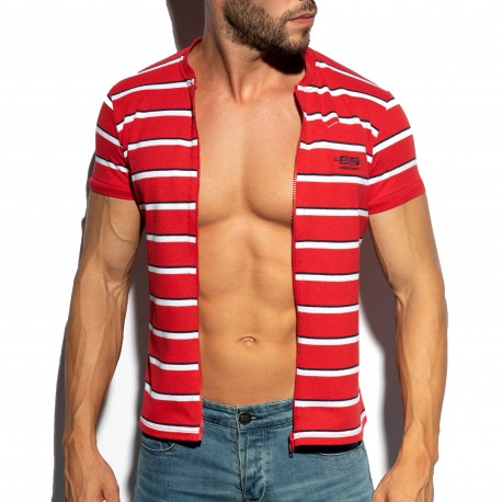  Polo Shirt Stripes - rouge - ES COLLECTION POLO34-C06 