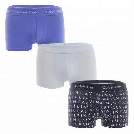  Set of 3 boxers low waist Cotton Stretch - blue, black and purple - CALVIN KLEIN *U2664G-1WH 