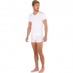  T-shirt col V Neck Tencel Soft - white - HOM 402466-0003 