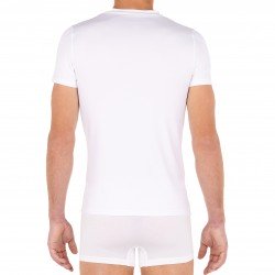  T-shirt col V Tencel Soft - blanc - HOM 402466-0003 