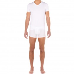  T-shirt col V Tencel Soft - blanc - HOM 402466-0003 