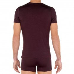  T-shirt col V Tencel Soft - bordeaux - HOM 402466-00ZQ 