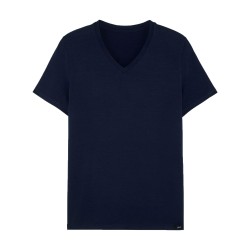  T-shirt col V Tencel Soft - navy - HOM 402466-00RA 