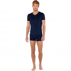  T-shirt col V Tencel Soft - navy - HOM 402466-00RA 