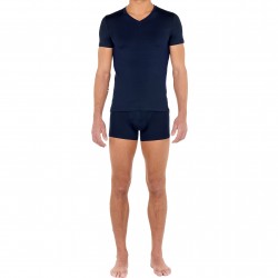  T-shirt col V Tencel Soft - navy - HOM 402466-00RA 