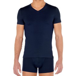  T-shirt col V Tencel Soft - navy - HOM 402466-00RA 