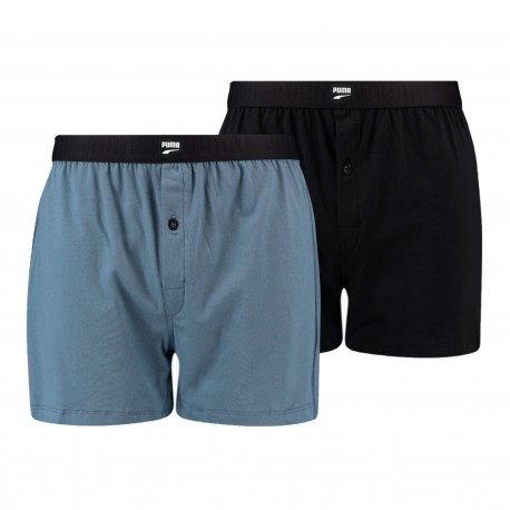 Lot de 2 caleçons en jersey coupe ample PUMA - bleu et noir - PUMA 701219367-003 Lot de 2 caleçons en jersey coupe ample PUMA - bleu et noir - PUMA 701219367-003