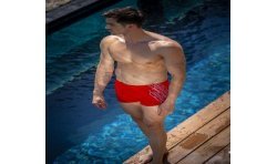  Boxer de bain HOM Winner - rouge - HOM 402528-00PA 