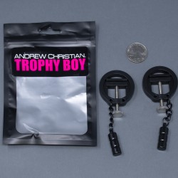  TROPHY BOY Spiked Nipple Clamps w/ Weights - ANDREW CHRISTIAN 8853-BLK 